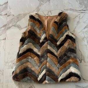 Entro Faux Fur Vest with Neutral Tones